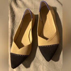 Rothy's Camel Captoe The Point II Comfortable Pointed Toe Flat Size 8 W